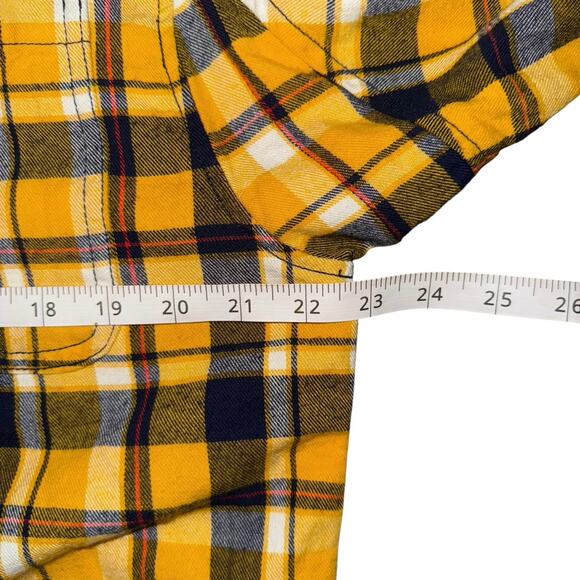 Duluth Trading Co Yellow Plaid Flannel Shirt Medium Cotton Long Sleeve Workwear - Picture 6 of 6